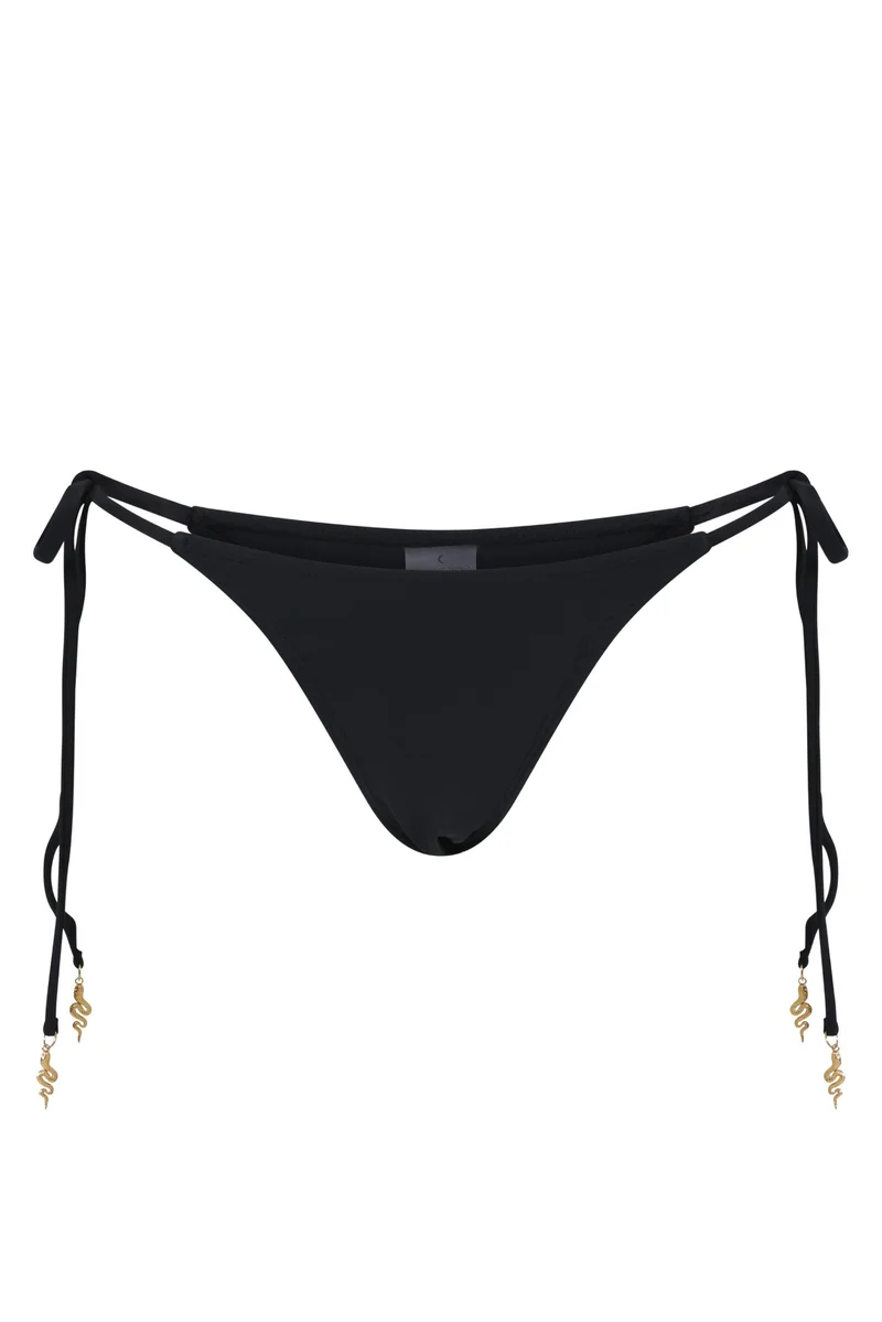 سكوربيورايزينغ شورت بيكيني مثلثي أسود بنقشة الثعبان نوار